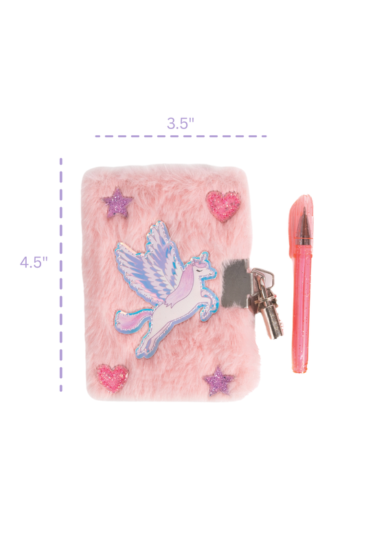 Amazing Alicorn Mini Furry Journal with Pen, Lock & 2 Keys