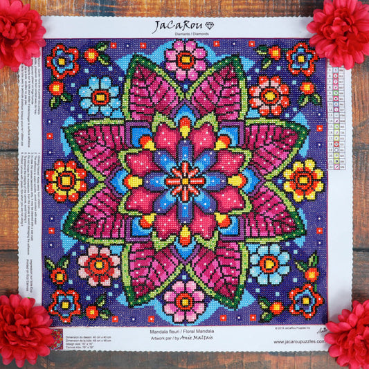 Diamond Floral Mandala 16X16"