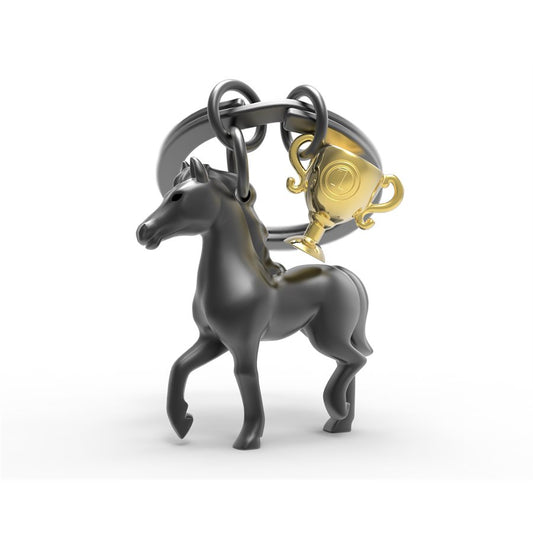 Keychain Black Horse with Gold Hearts