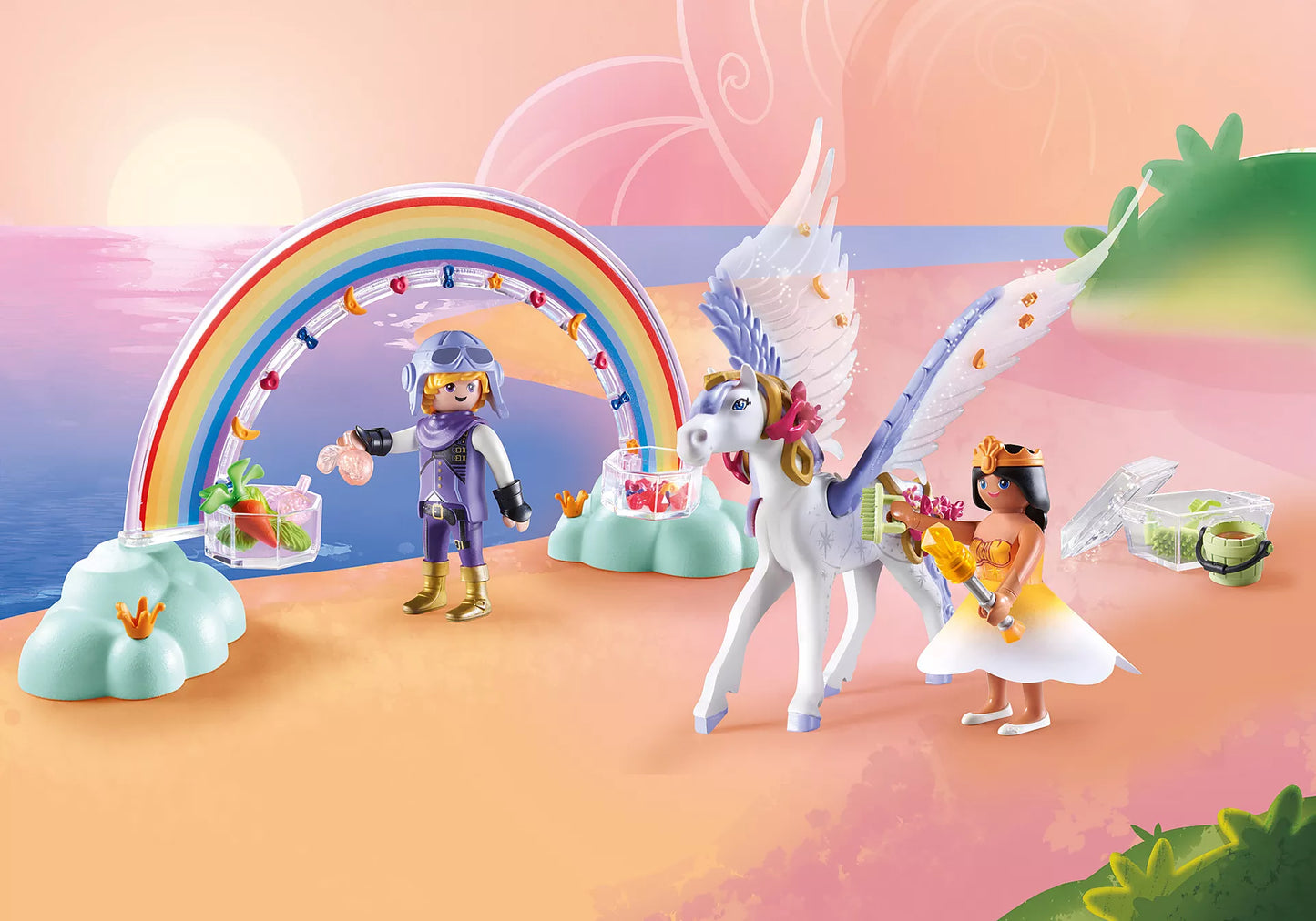Princess Magic Pegasus with Rainbow in the Clouds