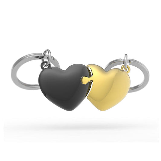 Keychain Black/Gold Hearts