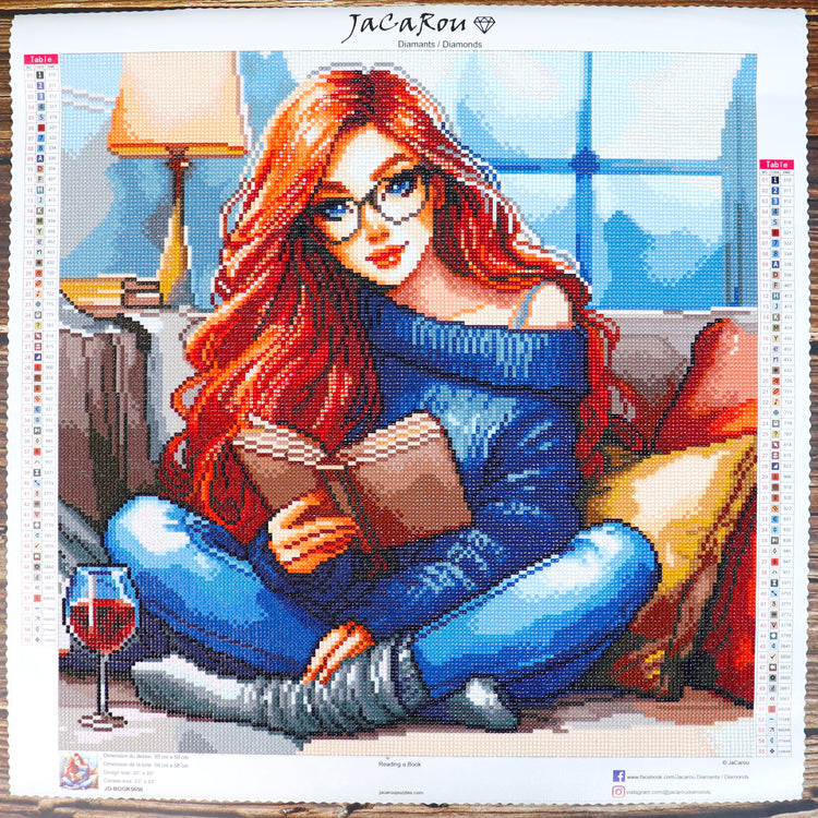 Diamonds Reading a Book 20X20"
