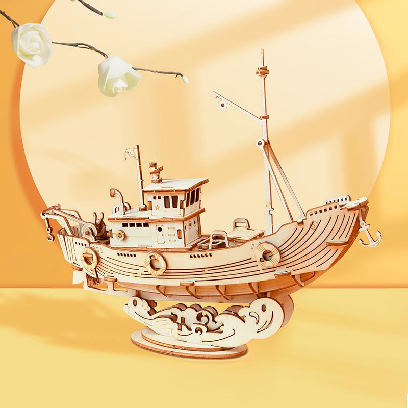 3D Wooden Puzzle Fishing Ship