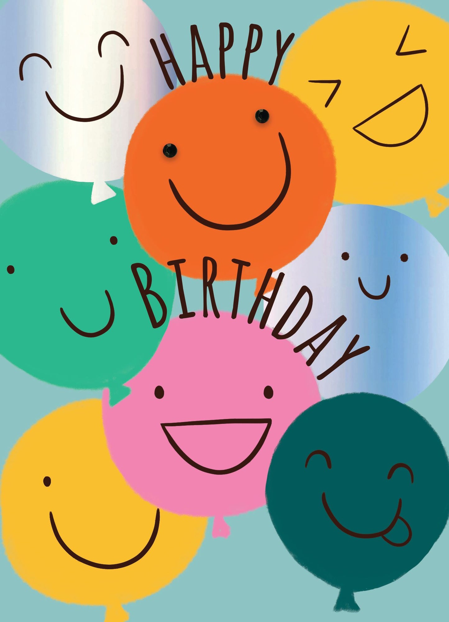Happy Birthday Smiley Face Balloons Birthday Card