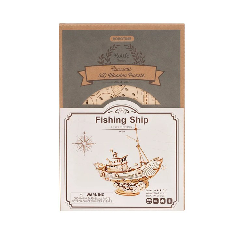 3D Wooden Puzzle Fishing Ship