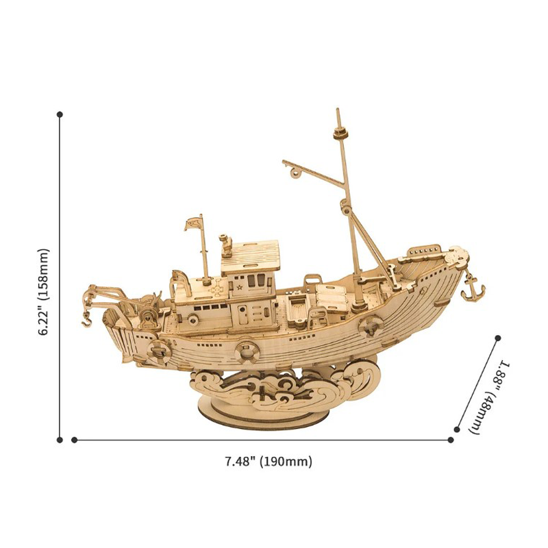 3D Wooden Puzzle Fishing Ship