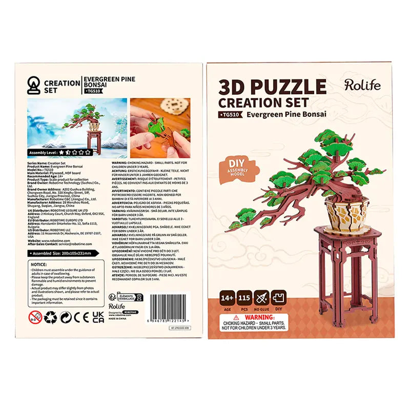 3D Wooden Puzzle Evergreen Pine Bonsai