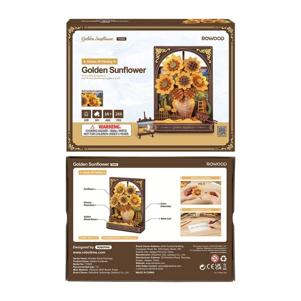 Artistic 3D Golden Sunflower