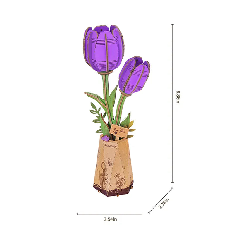 Wooden Bloom Craft Purple Tulip