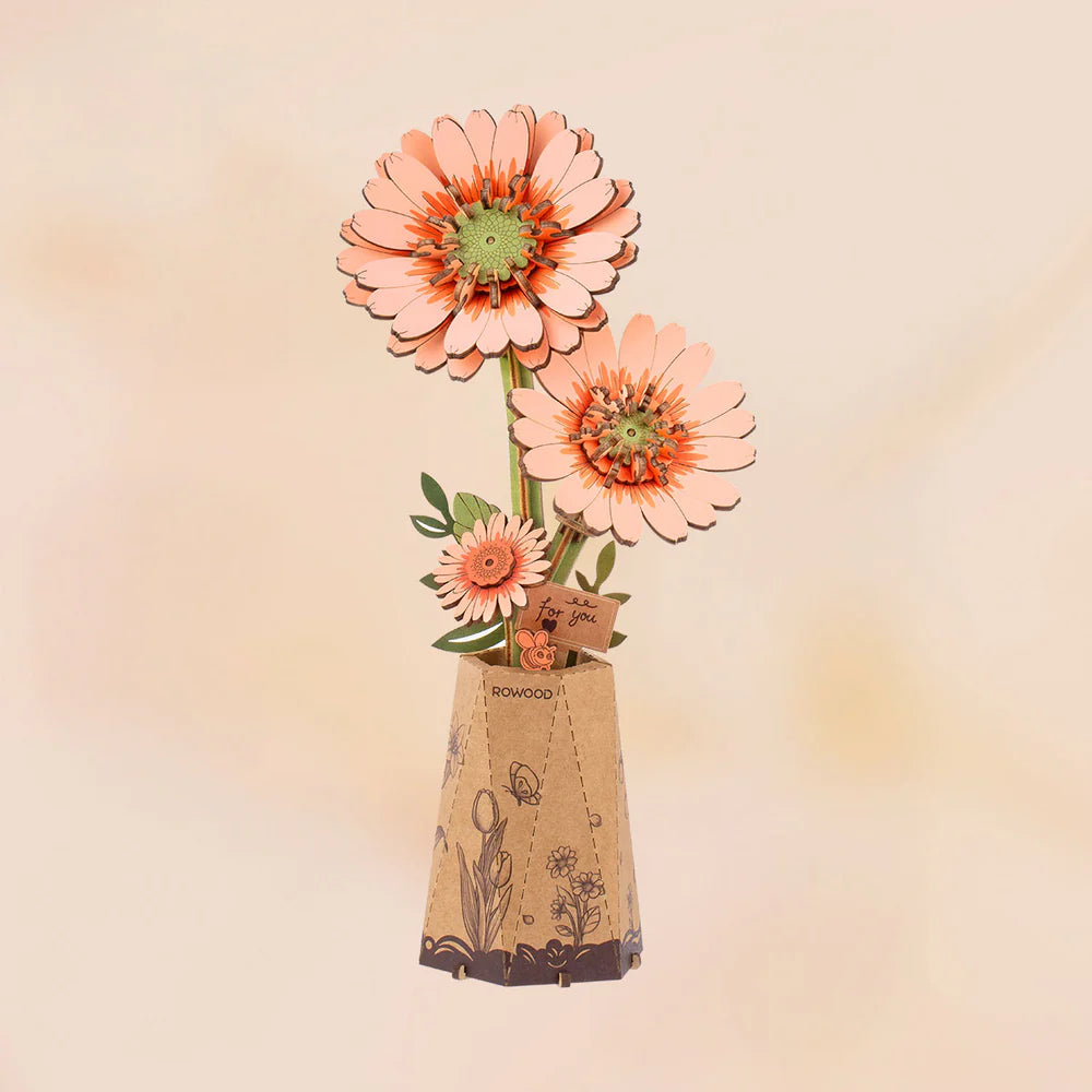 Wooden Bloom Craft Light Orange Gerbera Daisy