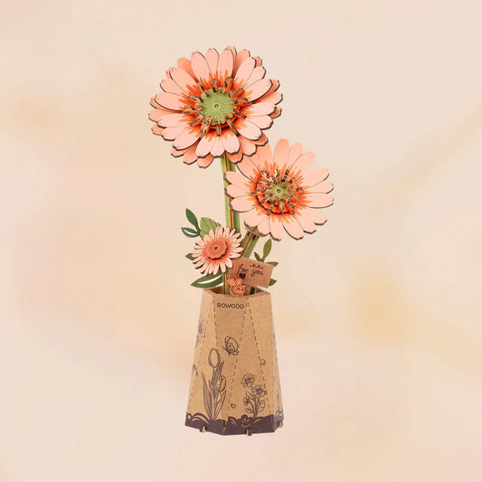 Wooden Bloom Craft Light Orange Gerbera Daisy