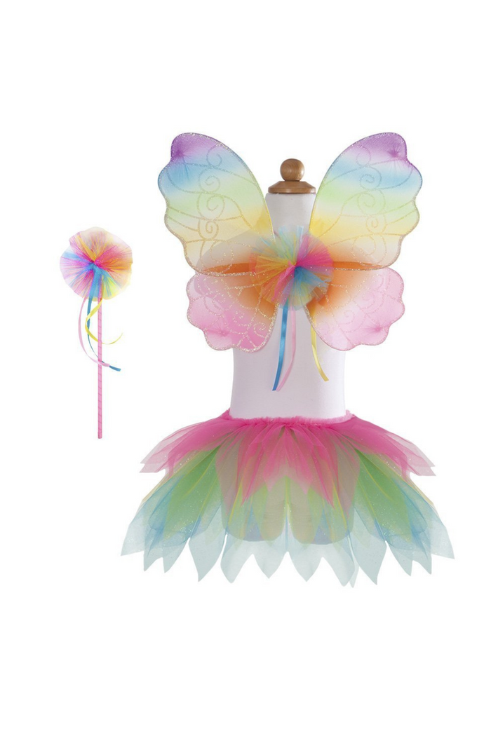 Neon Rainbow Skirt with Wings and Wand Size 4-6