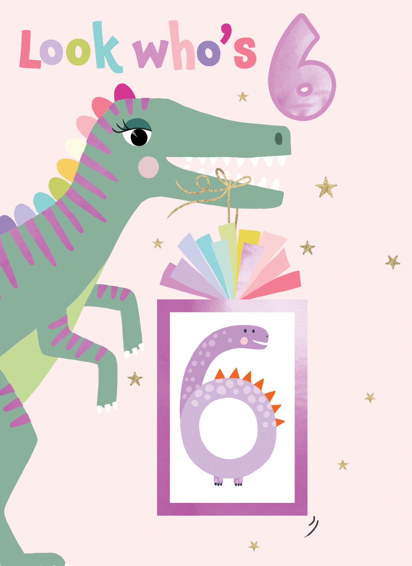Look Who's 6 - Dinosaur Birthday Card