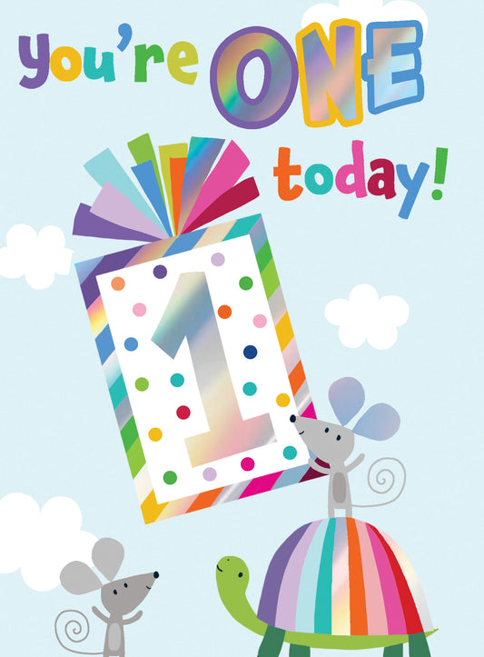 You're One Today! Turtle Birthday Card