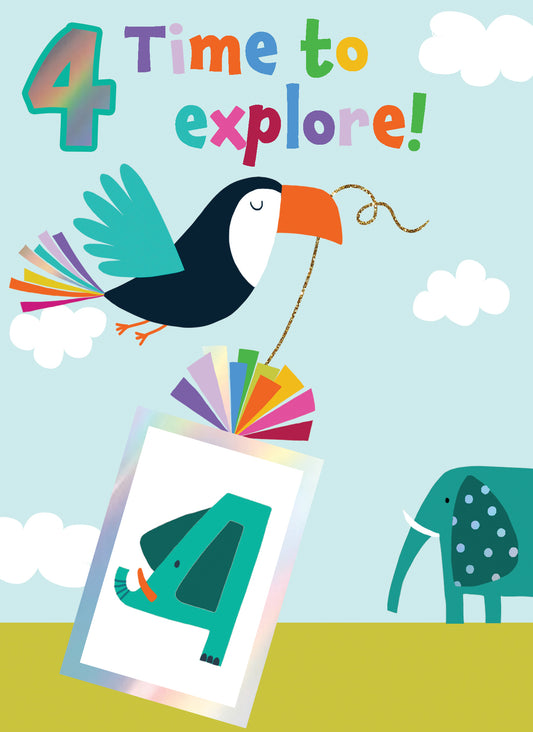 4 Time to Explore! Toucan Birthday Card