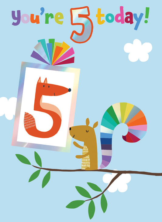 You're 5 Today! Squirrel Birthday Card