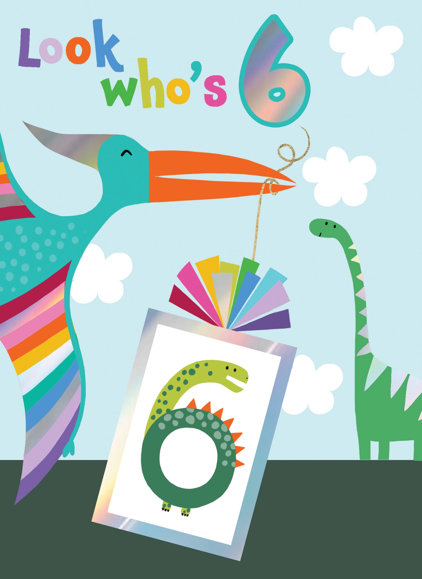 Look Who's 6 - Dinosaurs Birthday Card