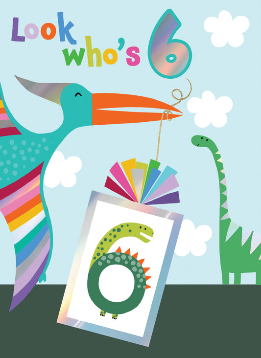 Look Who's 6 - Dinosaurs Birthday Card
