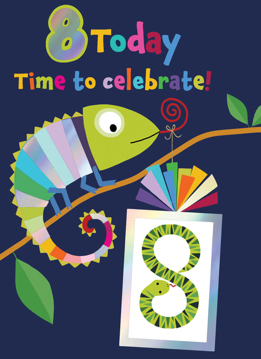 8 Today Time to Celebrate! Chameleon  Birthday Card