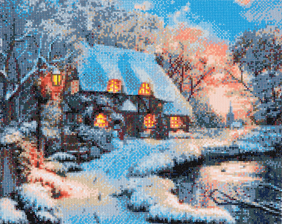 DIY Crystal Art Kit - Winter Cottage 40 x 50cm