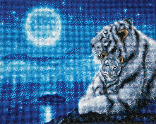 Crystal Art Mounted Kit Lullaby White Tigers 16X20"