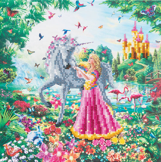Crystal Art Mounted Kit The Princess & The Unicorn 11.8X11.8"