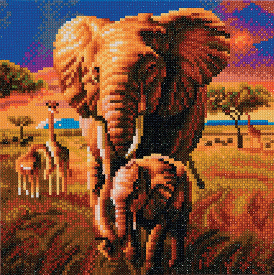Crystal Art Mounted Kit Elephant of the Savannah 11.8X11.8"