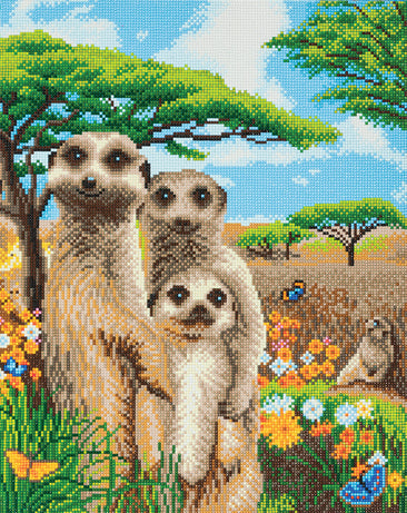 DIY Crystal Art Kit - Meerkat Family 50 x 40cm