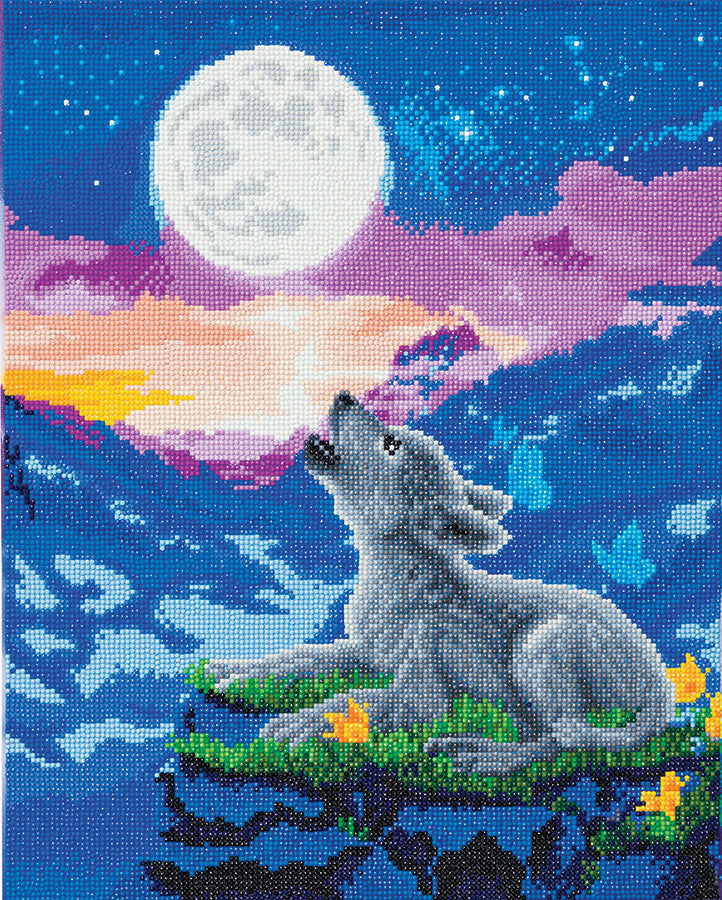 DIY Crystal Art Kit - Howling Wolf Cub 50 x 40cm