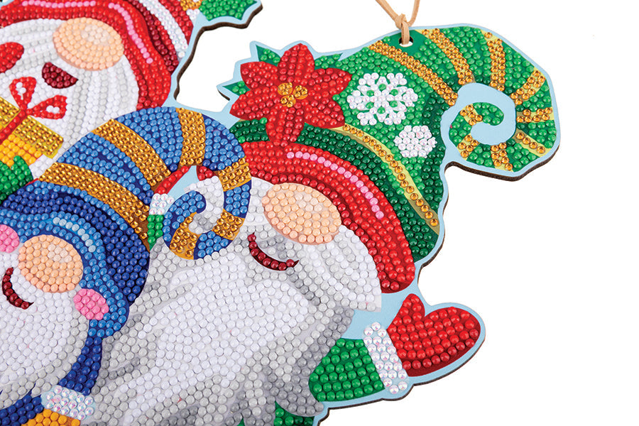 Crystal Art Wooden Hanging Decoration - Gnomes