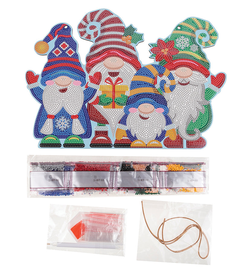 Crystal Art Wooden Hanging Decoration - Gnomes