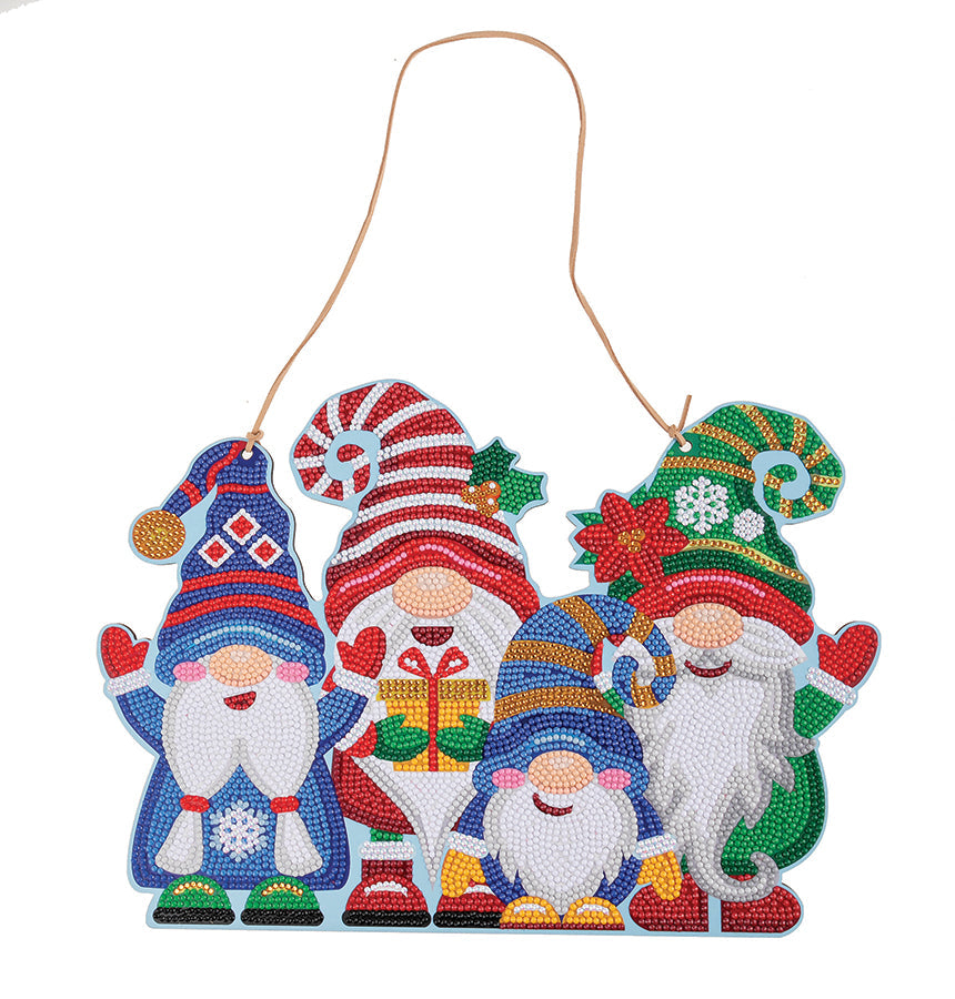 Crystal Art Wooden Hanging Decoration - Gnomes