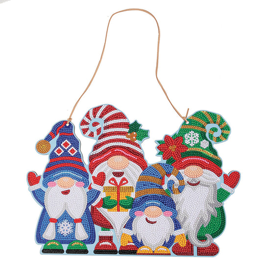 Crystal Art Wooden Hanging Decoration - Gnomes