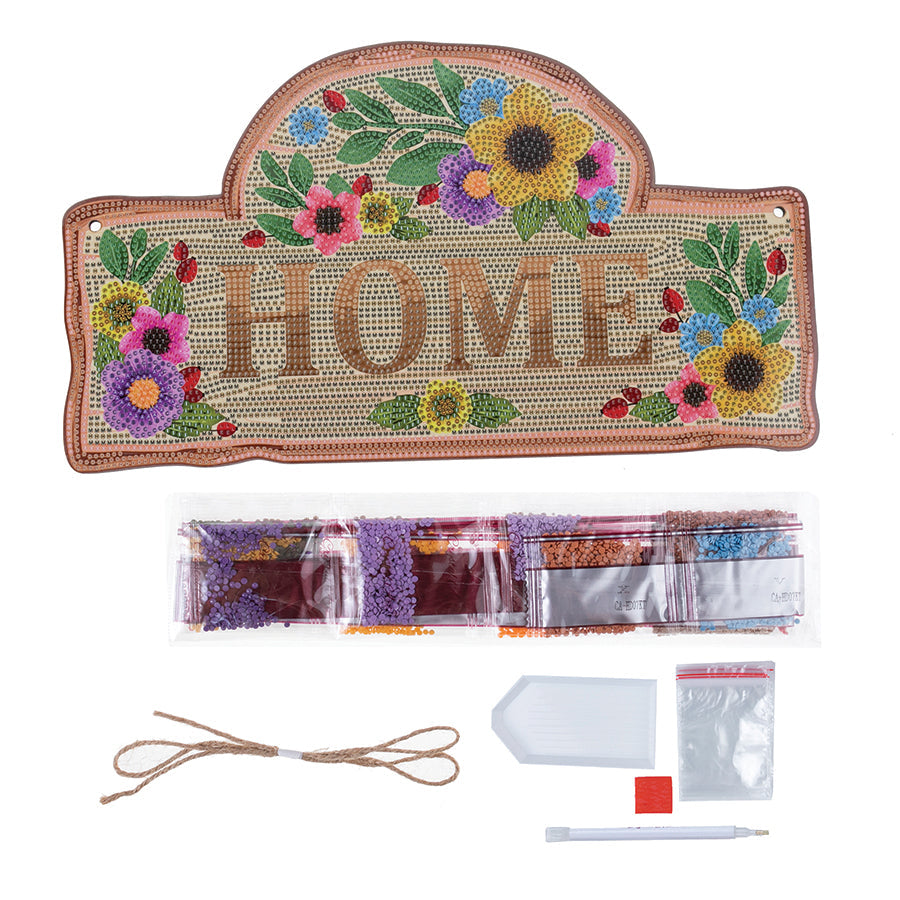 Crystal Art Wooden Hanging Decoration - Home Sign