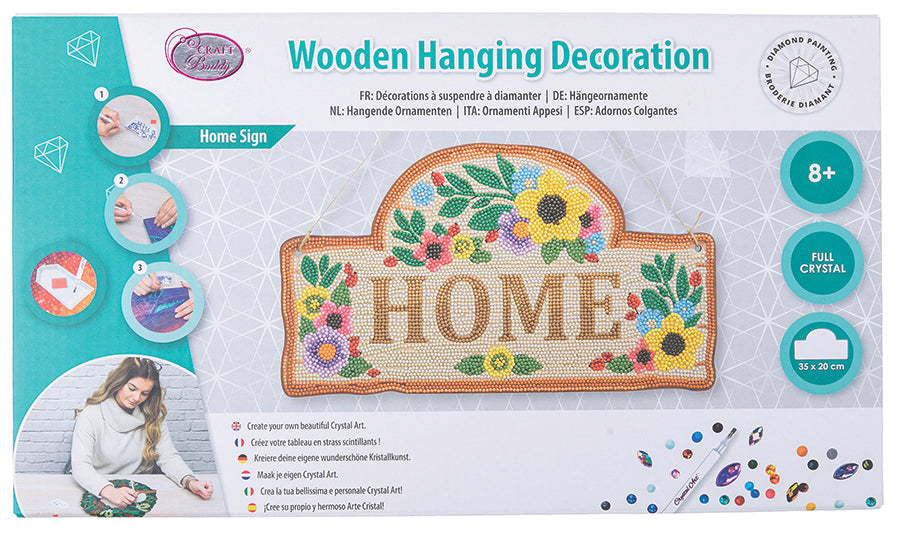 Crystal Art Wooden Hanging Decoration - Home Sign