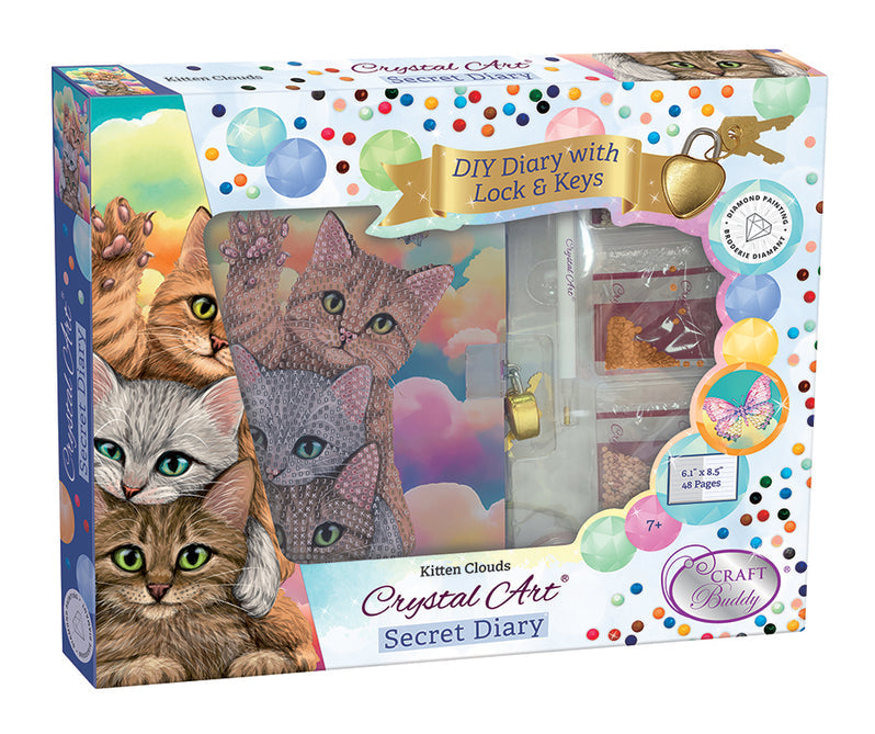 Crystal Art Secret Diary Kitten Clouds