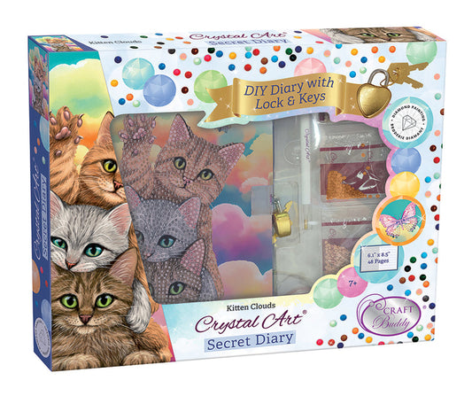 Crystal Art Secret Diary Kitten Clouds