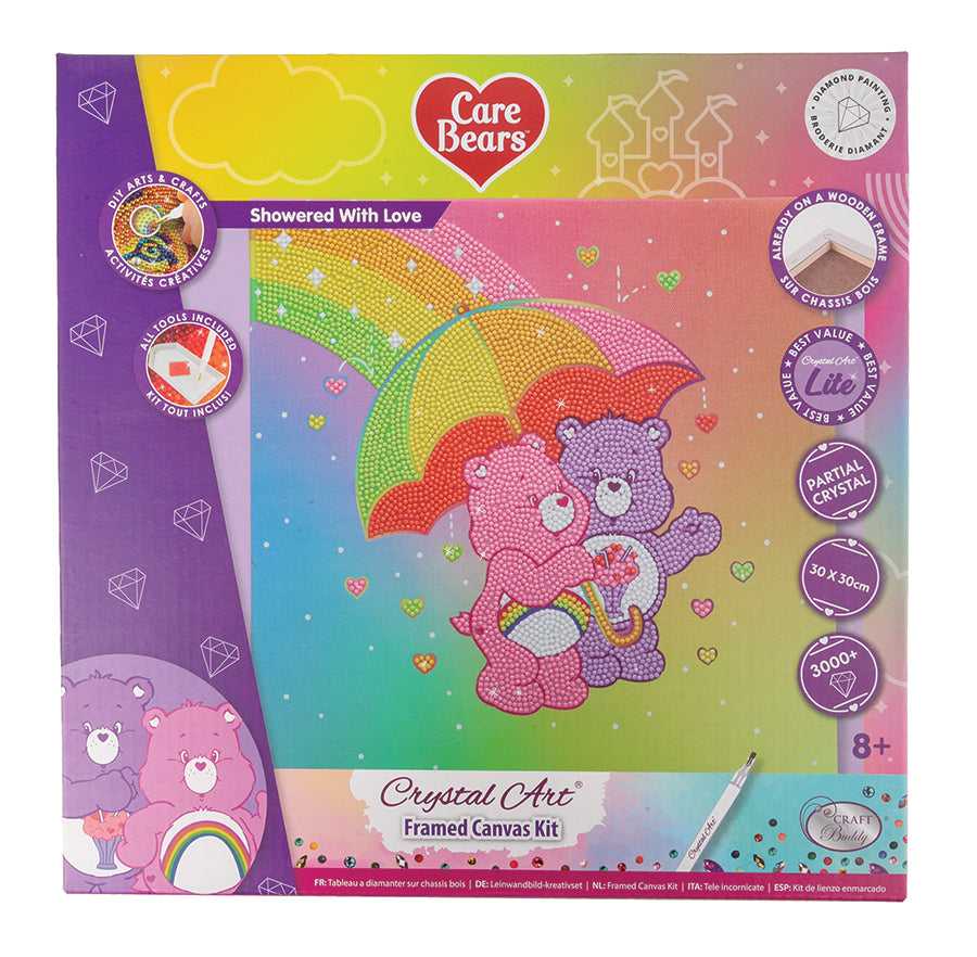 Crystal Art Framed Canvas Kit - Care Bears Showered with Love