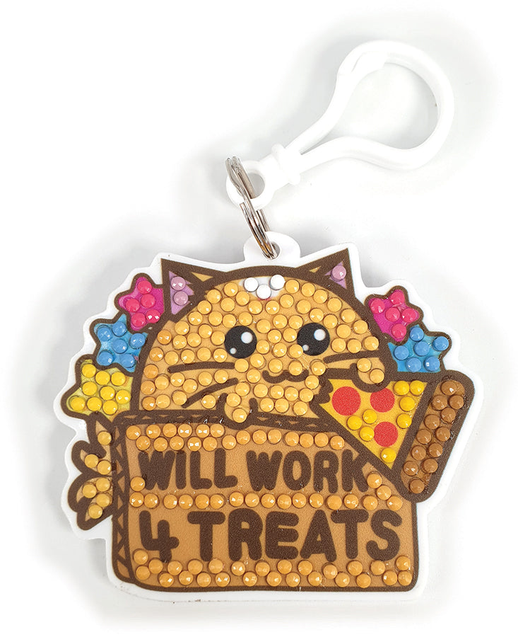 Crystal Art Bag Charm - Will Work 4 Treats