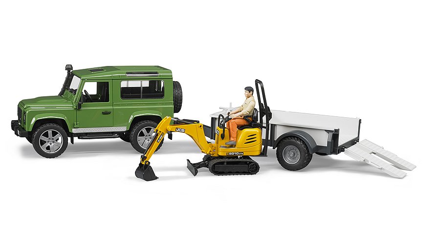 Land Rover Defender with Trailer, JCB Excavator and Workman