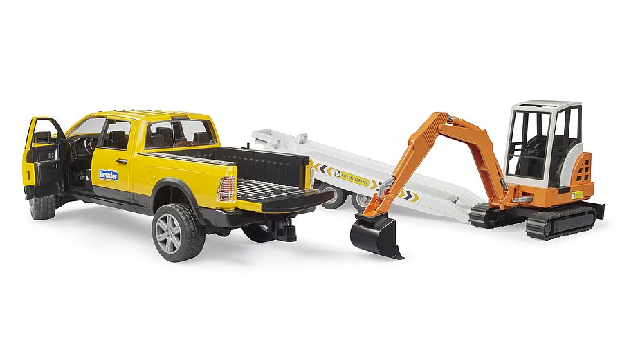 Ram Rental Service with Trailer an Excavator