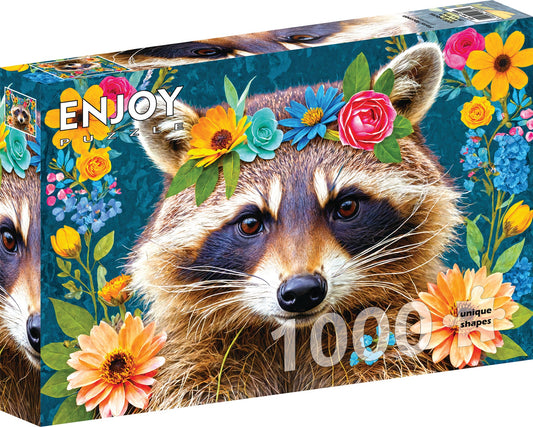 Enjoy - Floral Raccoon 1000pc jigsaw puzzle