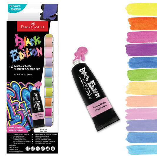 Black Edition 12 Acrylic Paints Neon