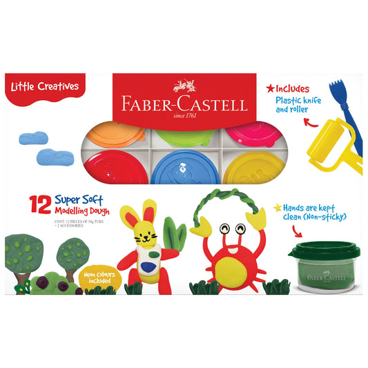 12 Super Soft Modelling Dough with Plastic Knife and Roller