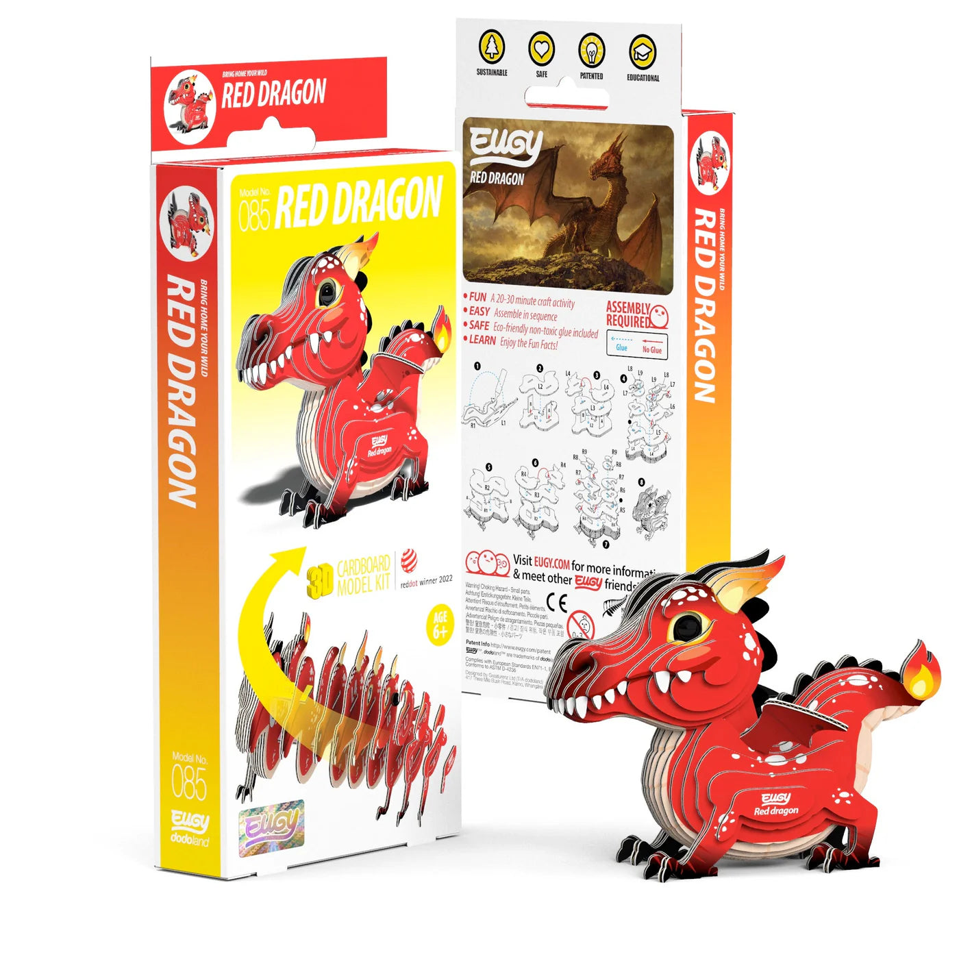 Eugy Red Dragon 3D Cardboard Model Kit