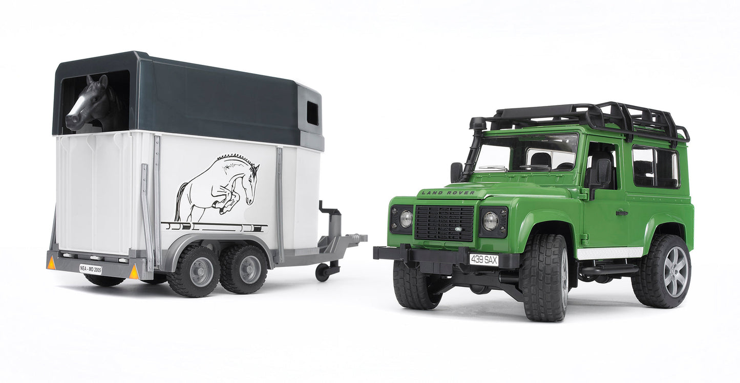 Land Rover Defender Station Wagon with Horse Trailer & Horse