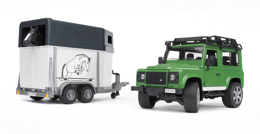 Land Rover Defender Station Wagon with Horse Trailer & Horse