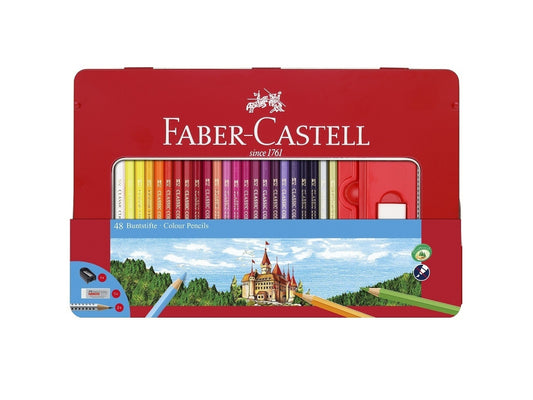 Faber Castell 48 Coloured Pencils in a Tin