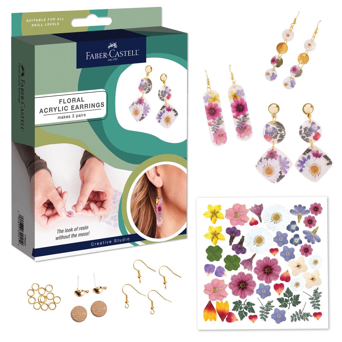 Floral Acrylic Earrings (makes 3 pairs)