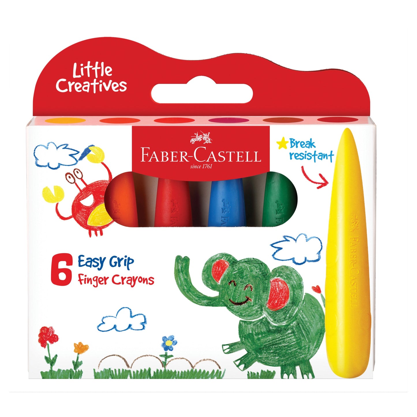 Little Creatives Easy Grip Finger Crayons 6pc